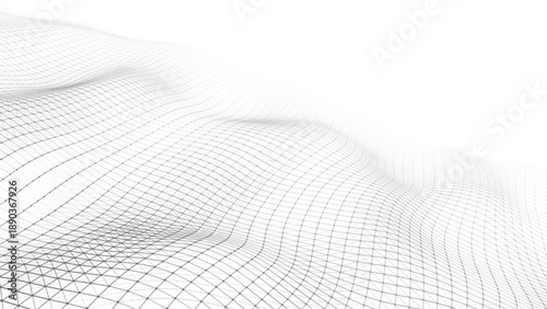 Abstract perspective background. 3D wireframe vector mesh on white background.