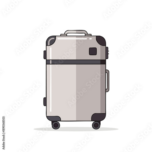 Silver Wheeled Luggage on White Background