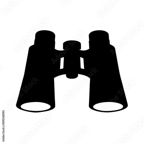 Black Silhouette Image of Binoculars on a White Background for Scouting and Exploration