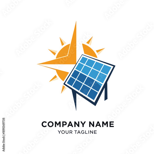 Solar Panel Logo Design with Sun.