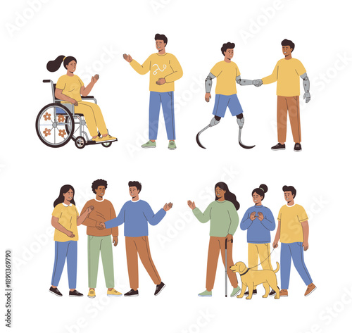 Diverse people celebrating disability inclusion and accessibility