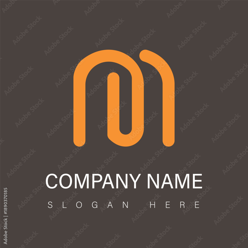 Fototapeta premium Modern Abstract Logo Design with Rounded Line Art; Orange Initial Icon for Creative Agency, Marketing Firm, Stationery Brand, Paper Clip Symbol, and Tech Startup Branding