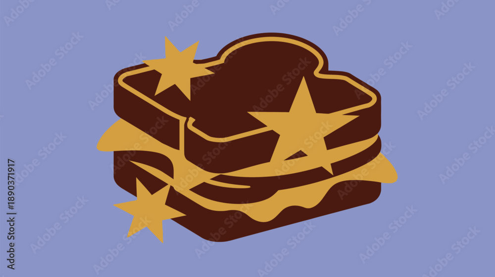 Obraz premium Brown gift box with golden stars on purple background for celebrations