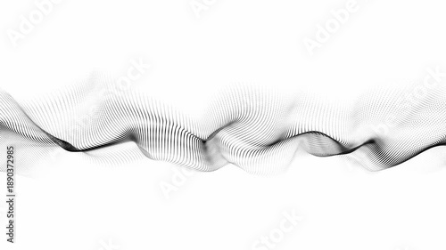 Futuristic wave of black smoothly moving dots on a white background. 3D rendering.