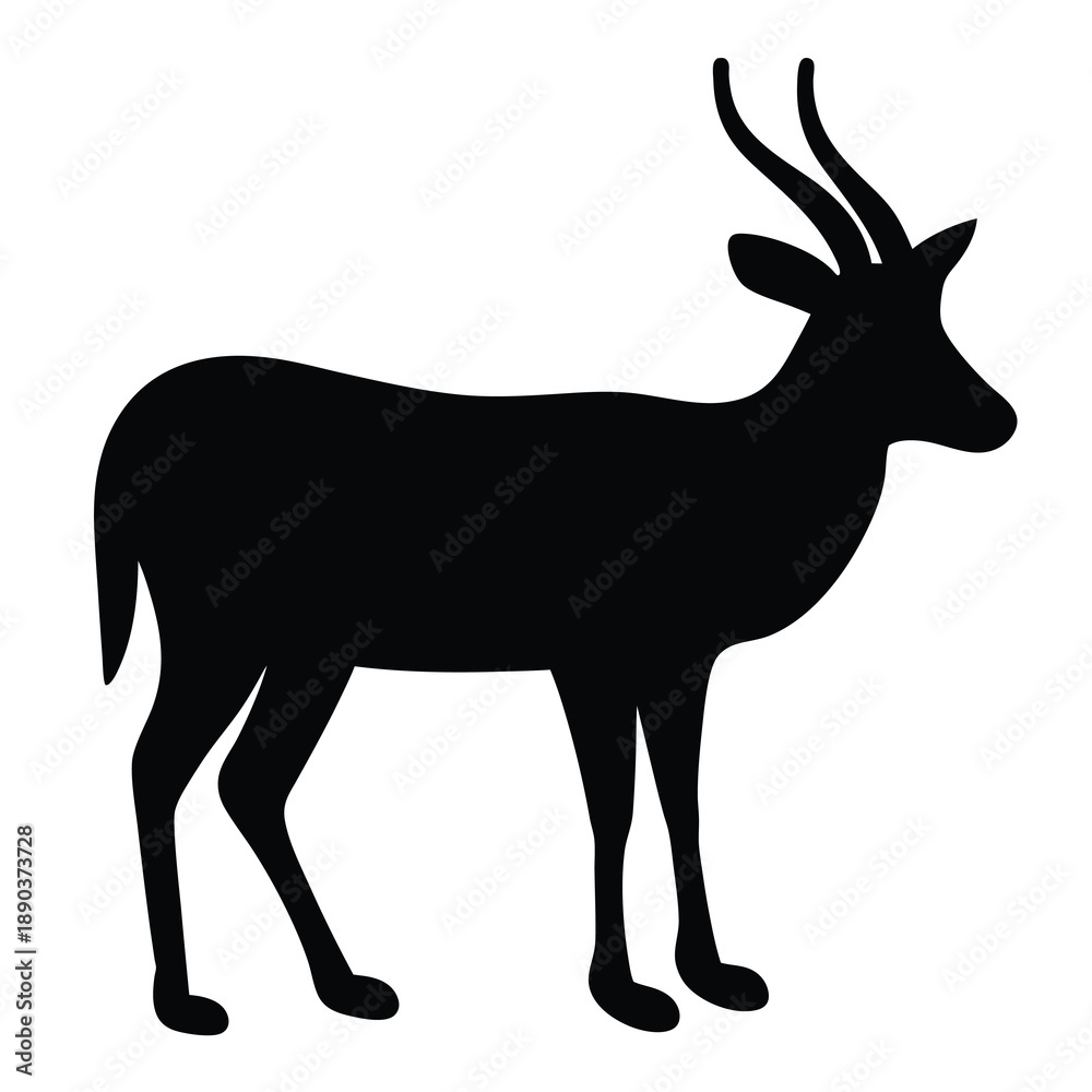 Obraz premium Silhouette of a slender antelope standing elegantly in stark black and white