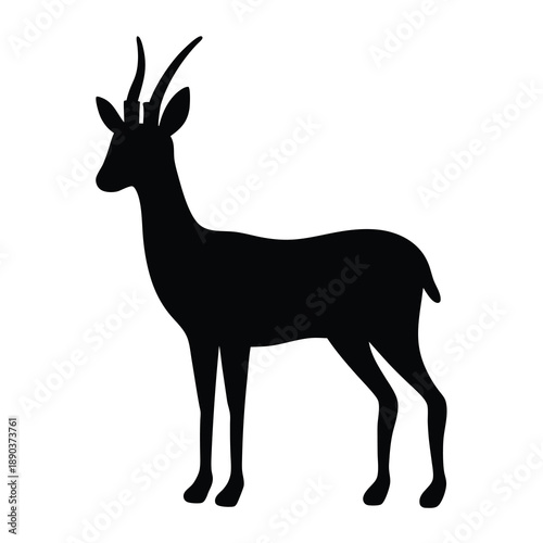 Black Silhouette of an Antelope Against White Background in a Simple Design