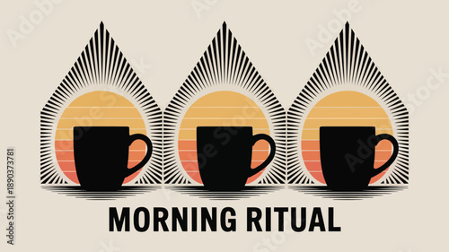 Cozy morning ritual with coffee cups at sunrise