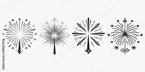 Firework logo sketch illustration vector set