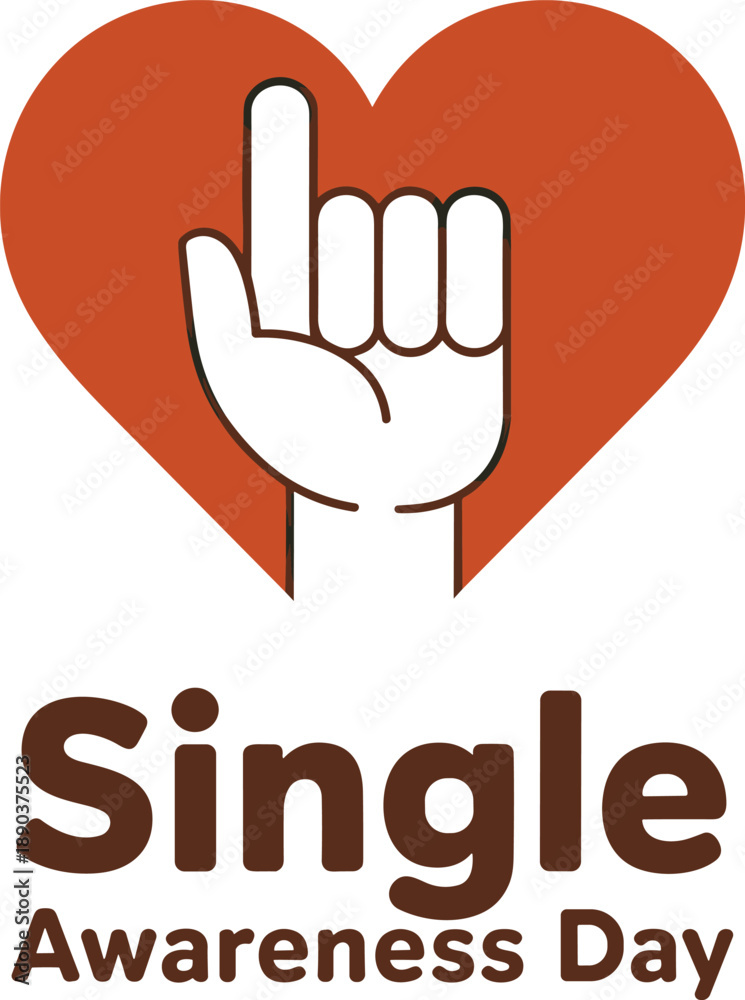 Fototapeta premium Single Awareness Day Hand Gesture Heart Symbol Vector Illustration