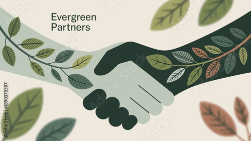 Handshake between eco friendly partners in sustainable business