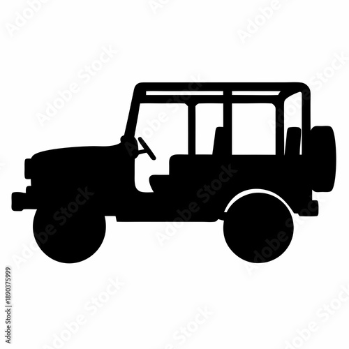 Black silhouette drawing of a four wheel drive off road vehicle