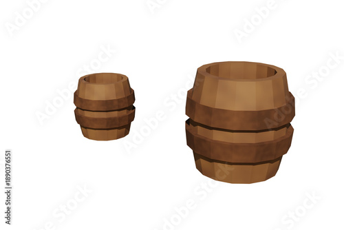 Old Wooden Barrel Low Poly