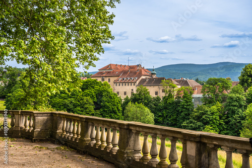 View from behind of the Neue Schloss (New Castle) in Baden-Baden, Germany