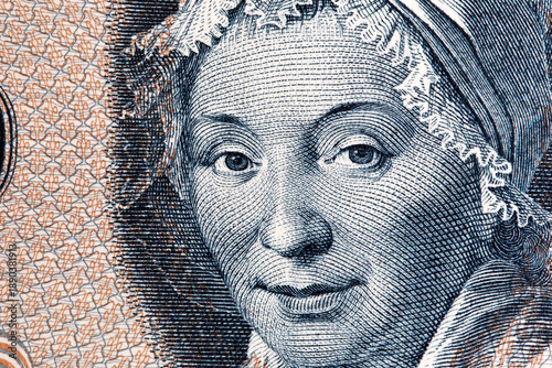 Tableau sur toile Pauline Maria Tutein a closeup portrait from Danish money