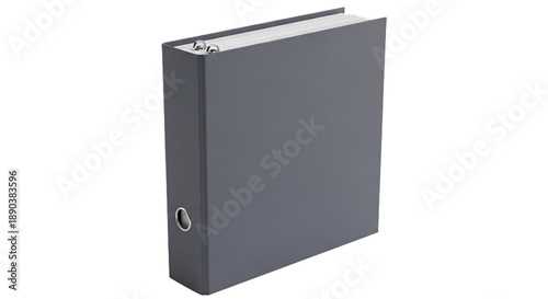 Grey ring binder on transparent background