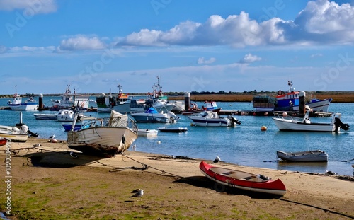 Fishing boats  in the Ria Formosa near Santa Luzia, a small town in the Algarve that calls itself 