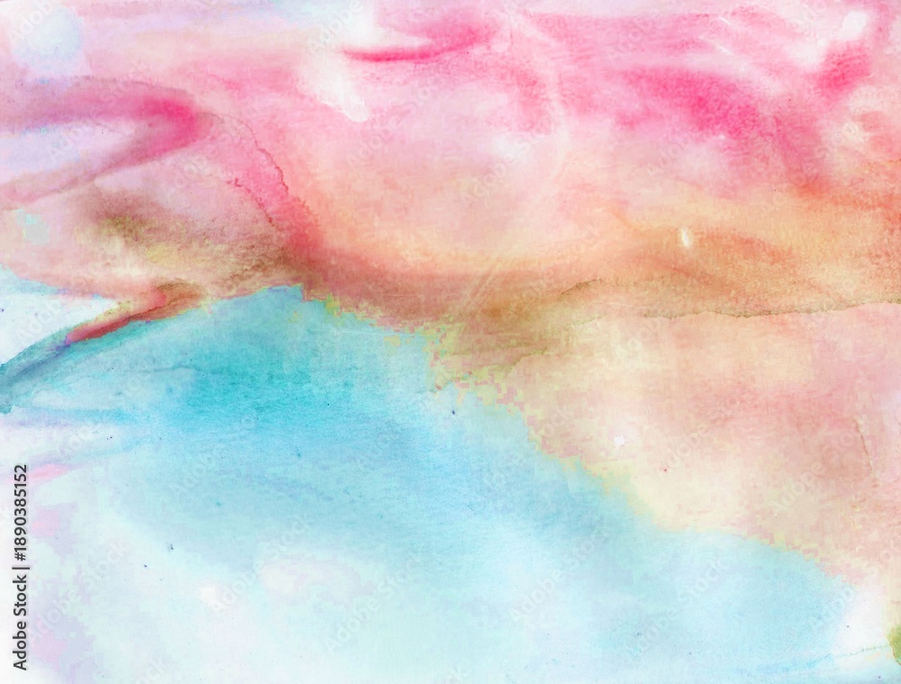 Fototapeta premium Abstract watercolor blue-ochre-pink background.
