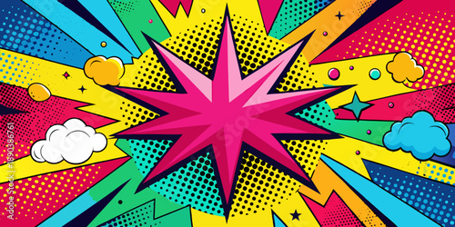 Abstract pop art wallpaper with vibrant colors and dynamic brush effects