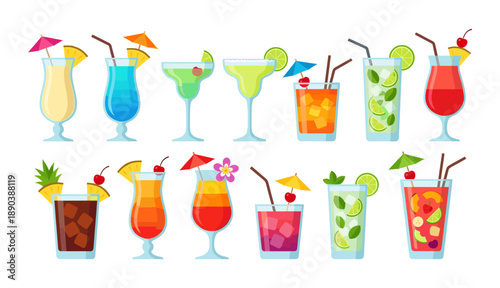 Refreshing summer cocktails and fruit beverages collection