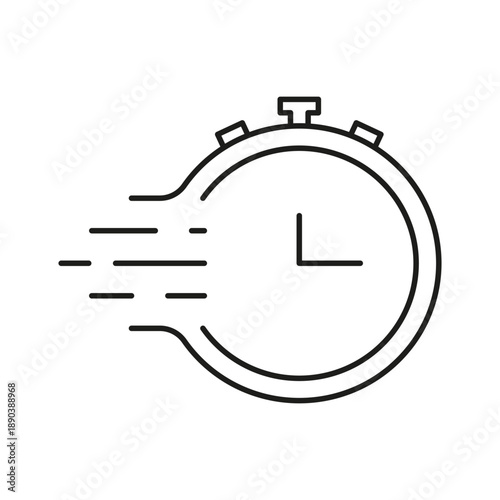 Speed Stopwatch Line Icon. Time Management, Efficiency, And Fast Performance Outline Symbol. Quick Timing And Precision. Editable Stroke. Isolated Vector Illustration