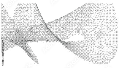 Abstract Dither Wave Background With Flowing Monochrome Digital Noise Lines