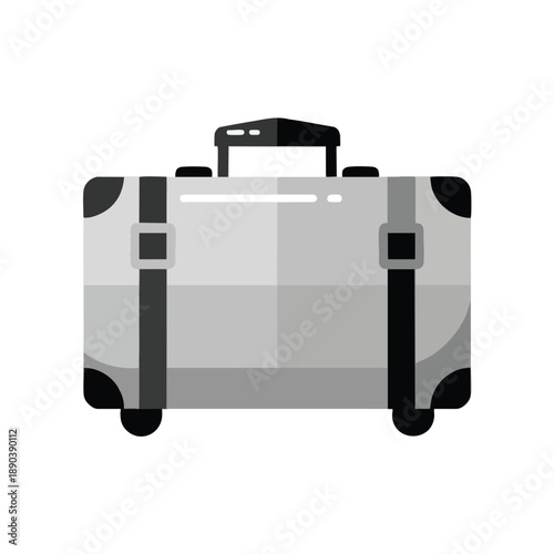 Gray Suitcase with Wheels and Handle