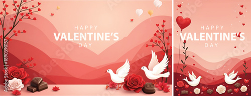 Happy Valentine day background, valentines day celebration design for social media, flyer poster template