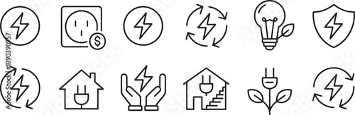 Line icons of eco friendly energy concepts
