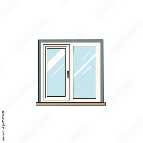 Illustration of a Double Door with Light Blue Glass Panels