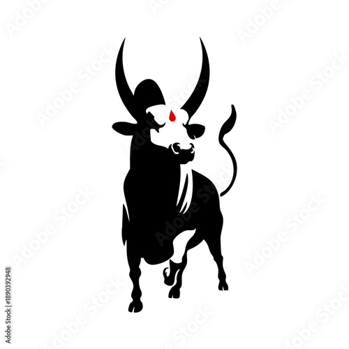 Powerful Bull Silhouette Vector Illustration in Black Minimal Style