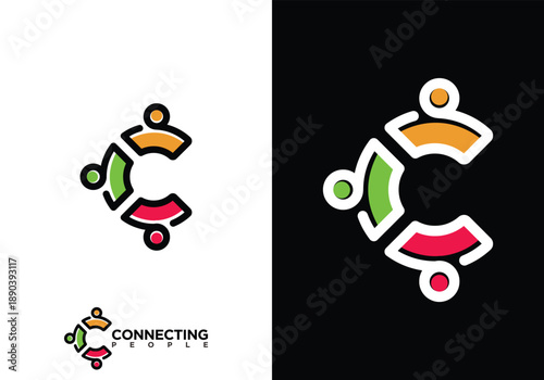 Colorful C Letter Logo Design for Connecting People.