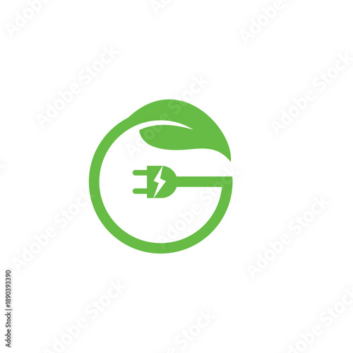 Green energy logo representing sustainable power and environment.