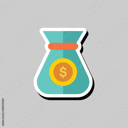 Modern money bag icon with dollar coin for finance and investment concepts