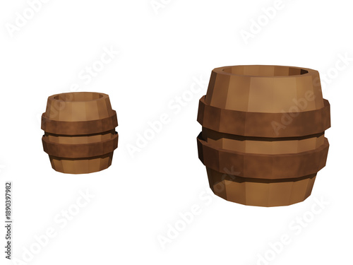 Old Wooden Barrel Low Poly