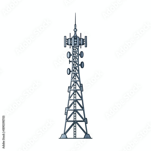 Telecommunication Tower with Antennas and Transmitters