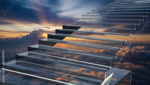 Glass stairs sky