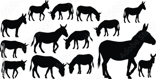 Wild and farm animal silhouette vector collection
