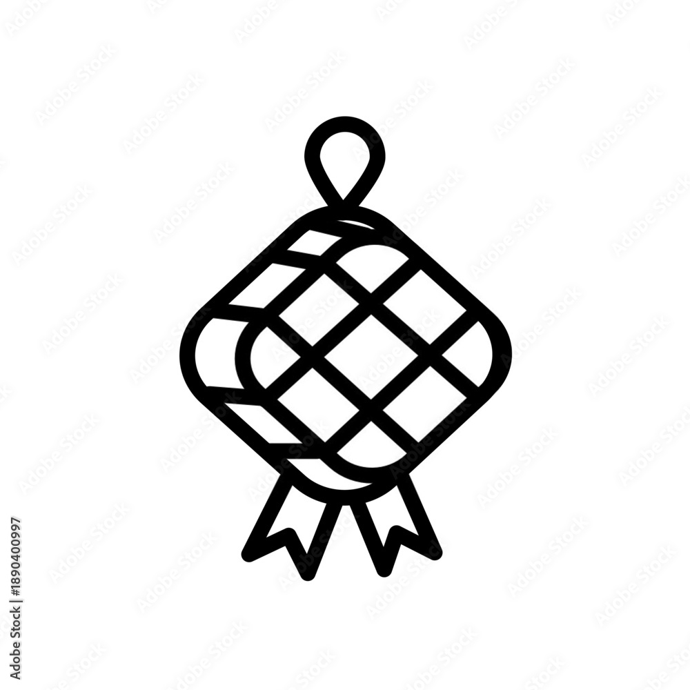 Fototapeta premium ketupat outline sketch illustration hand drawn isolated on white background