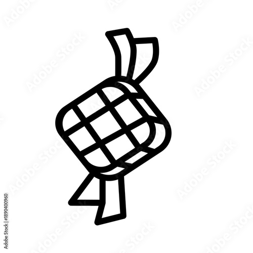 ketupat outline sketch illustration hand drawn isolated on white background