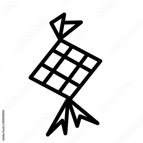 ketupat outline sketch illustration hand drawn isolated on white background