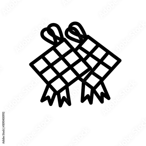 ketupat outline sketch illustration hand drawn isolated on white background