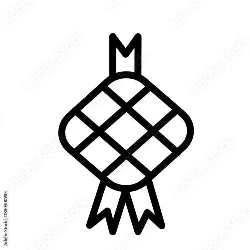 ketupat outline sketch illustration hand drawn isolated on white background