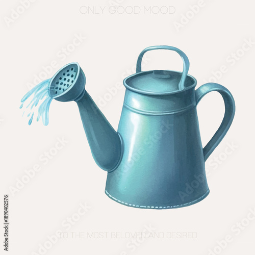 Photography Rustic Watercolor Watering Can – Country Garden Vector