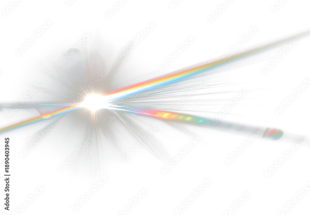 Fototapeta premium Shiny Crystal Rainbow Glow PNG with Magical Light Sparkles, Lens Flare and Optical Refraction Effect