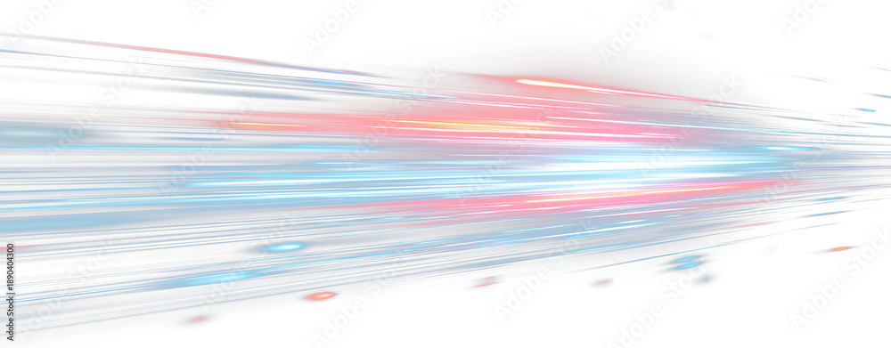 Fototapeta premium Blue Neon Glow Stripes PNG Abstract Light Lines with Digital Energy Motion and Transparent Vector Design