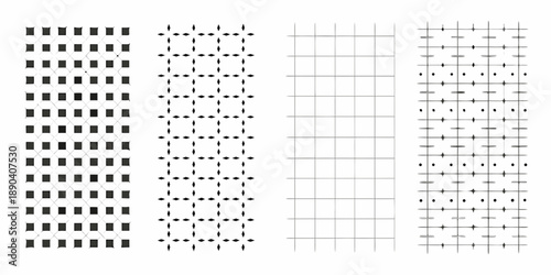 Four different grid patterns with varying densities and dot arrangements