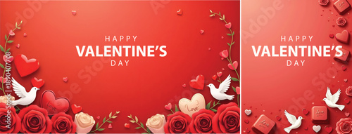 Happy Valentine day background, valentines day celebration design for social media, flyer poster template