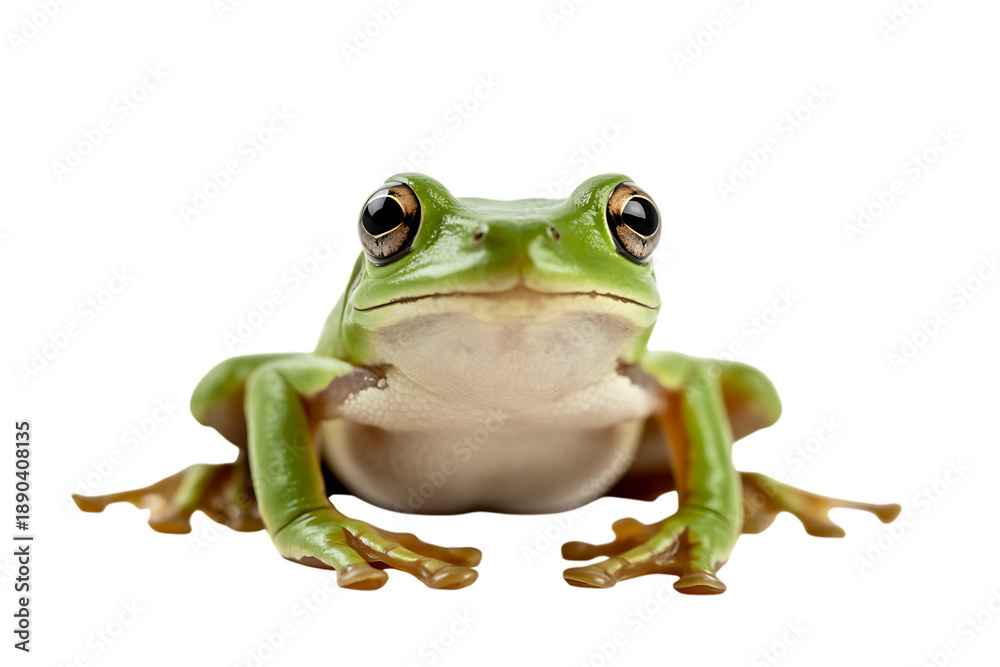 Obraz premium Green tree frog sitting alert