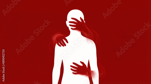 Physical Boundaries Vector Illustration – Symbolic Consent Awareness Design Featuring Unwanted Affection and Personal Space Violation in Emotional Wellness and Advocacy Contexts