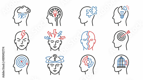 Conscious Living & Friendship Values Vector Icon Set – Minimalist Illustrations for Emotional Wellness, Relationship Growth, and Mindful Lifestyle Design Use